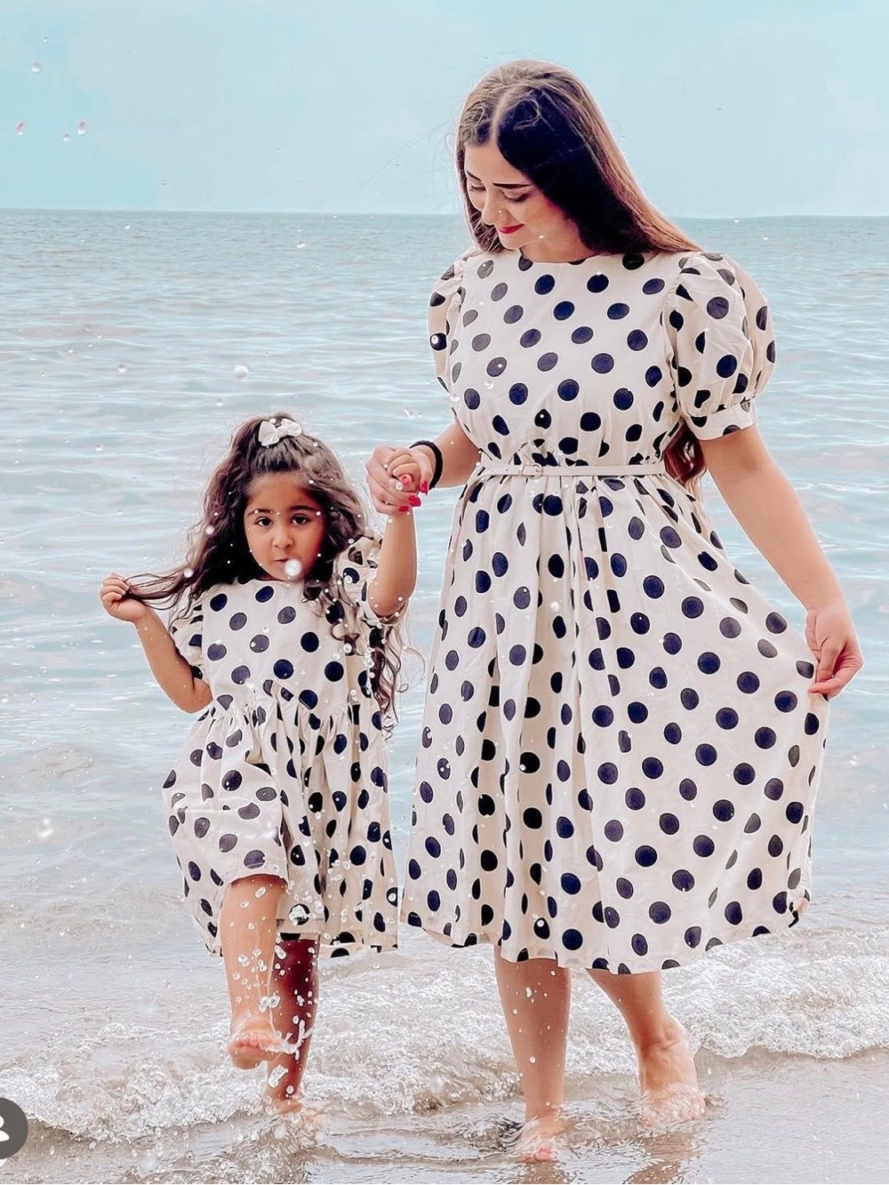 Mommy and Me Matching Polka Dot Dresses Set - Size M & 7